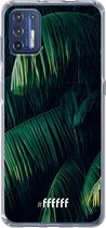 6F hoesje - geschikt voor Motorola Moto G9 Plus -  Transparant TPU Case - Palm Leaves Dark #ffffff