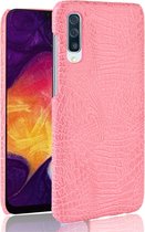 Samsung Galaxy A50 Hoesje - Mobigear - Croco Serie - Hard Kunststof Backcover - Roze - Hoesje Geschikt Voor Samsung Galaxy A50