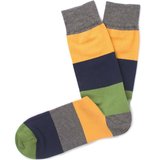 Sokken gestreept grijs/geel/navy/groen