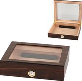 Humidor Horeca Walnoot / Walnut Venster met Hygrometer en Humdifier 260 x 220 x 67 mm
