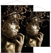 Gouden vrouw met kroon,  - Foto op Textielposter - 60 x 90 cm