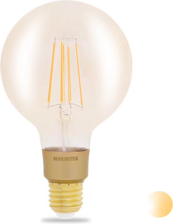 Marmitek GLOW LI - Lampe LED à filament Smart Wfi | E27 | 650 lumens | 2500 K | 6 W = 40 W | G95 | 163 millimètre