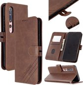 Voor Xiaomi Mi 10 5G / Mi 10 Pro 5G Stikstijl 2-kleuren Koe Textuur Horizontale Flip PU Lederen Case met Houder & Kaartsleuf & Lanyard (Bruin)