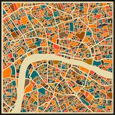 JUNIQE - Poster in kunststof lijst Londen kleurrijke kaart -30x30