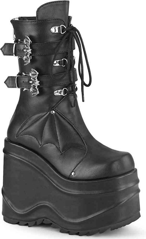 DemoniaCult - WAVE-150 Plateau Laarzen - Vleermuis - 42 Shoes - Zwart