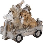 Clayre & Eef Beeld Hond 10x6x9 cm Grijs Beige Polyresin Kerstdecoratie