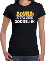 Verjaardag t-shirt 60 jaar - zestig en goddelijk - zwart - dames - zestig jaar cadeau shirt 2XL