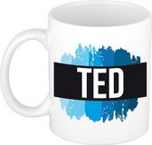 Ted naam cadeau mok / beker met  verfstrepen - Cadeau collega/ vaderdag/ verjaardag of als persoonlijke mok werknemers