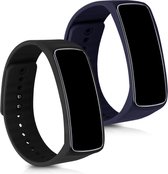 kwmobile horlogeband voor Samsung Gear fit R350 - 2x siliconen bandje in donkerblauw / zwart - Voor fitnesstracker