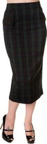 Banned Kokerrok -M- Long Pencil Tartan Groen