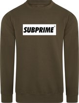 Subprime - Heren Sweaters Sweater Block Army - Groen - Maat XL