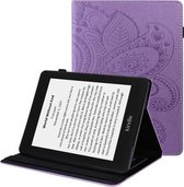Voor Amazon Kindle Paperwhite 4/3/2/1 Peacock Tail Embossing Pattern Horizontal Flip Leather Case met houder & kaartsleuven & portemonnee & antislipstrip (paars)