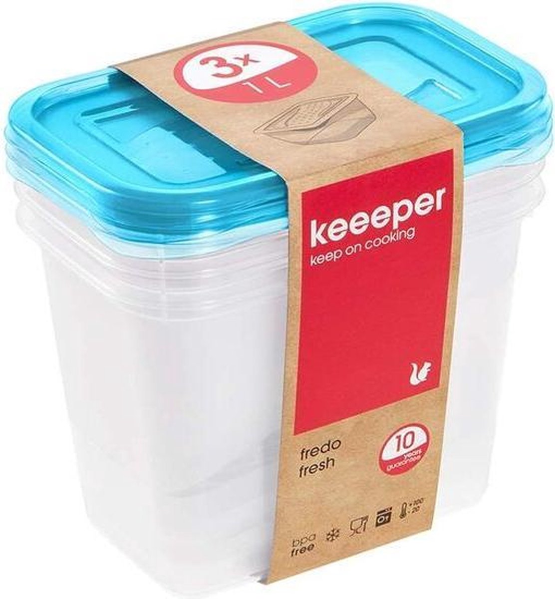 Keeeper Fredo Fresh - Vershouddoos / Vershouddozen - Transparent /blauw - Set van 3st.- 1 L