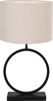 Light & Living Liva lampenvoet - met bruine kap - 60 cm hoog - Ø kap 30 cm - zwart