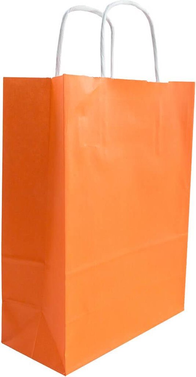 Papieren tasjes 50 stuks - Oranje - A4 25x11x32 - Cadeautasjes - Papieren tasjes met handvat