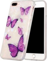 Shell-textuurpatroon TPU-schokbestendige beschermhoes met volledige dekking voor iPhone 7 Plus / 8 Plus (paarse vlinders)