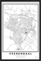 Poster Stad Veenendaal A4 - 21 x 30 cm (Exclusief Lijst) Citymap Veenendaal - Stadsposter - Plaatsnaam poster Veenendaal - Stadsplattegrond