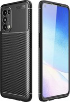 Oppo Find X3 Lite / Reno5 Hoesje Siliconen Carbon TPU Back Cover Zwart