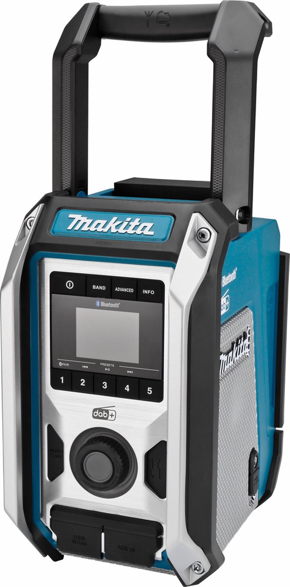 Makita DMR115 accu bouwradio - FM DAB/DAB+ Bluetooth - Bass subwoofer - voor 10,8/12V CXT & 14,4/18V LXT accu's en 230V netstroom - Makita