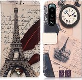 Sony Xperia 5 III Hoesje Wallet Book Case met Eiffeltoren Print