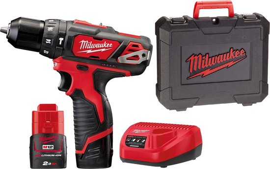 Milwaukee BPD-202C M12 12 Volt Accu Klop-/Boorschroefmachine met 2x 2.0Ah Li-Ion en lader in Koffer