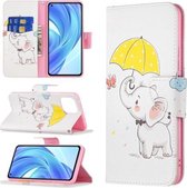 Voor Xiaomi Mi 11 Lite Gekleurd Tekenpatroon Horizontale Flip Lederen Case met Houder & Kaartsleuven & Portemonnee (Paraplu Olifant)