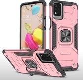 Voor LG K53 Magnetic Armor Schokbestendig TPU + pc-hoesje met metalen ringhouder (roségoud)