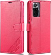 Voor Geschikt voor Xiaomi Redmi Note 10 Pro AZNS Schapenvacht Textuur Horizontale Flip Lederen Case met Houder & Kaartsleuven & Portemonnee (Rood)