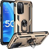 Voor OPPO A55 5G schokbestendige TPU + pc-beschermhoes met 360 graden roterende houder (goud)