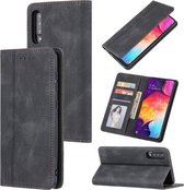 Voor Samsung Galaxy A70/A70s Huid Voel Druk Lijn Magnetische Horizontale Flip Lederen Case met Houder & Kaartsleuf & Portemonnee & Fotolijst (Zwart)