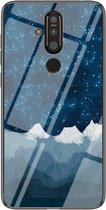 Voor Nokia X71 Sterrenhemel Geschilderd Gehard Glas TPU Schokbestendige Beschermhoes (Star Chess Rob)