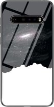 Voor LG V60 ThinQ 5G Sterrenhemel Geschilderd Gehard Glas TPU Schokbestendig Beschermhoes (Kosmische Sterrenhemel)