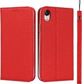 Litchi Textuur Horizontale Flip Top Layer Koeienhuid Lederen Case met Houder & Kaartsleuven & Portemonnee & Riem & Draad Winder Voor iPhone XR (Rood)