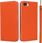 Litchi-textuur Horizontale flip-toplaag koeienhuid lederen tas met houder en kaartsleuven & portemonnee & riem & draadwinder voor iPhone 7 Plus / 8 Plus (oranje)