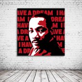 Martin Luther King Pop Art Acrylglas - 80 x 80 cm op Acrylaat glas + Inox Spacers / RVS afstandhouders - Popart Wanddecoratie