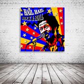 Chuck Berry Pop Art Acrylglas - 80 x 80 cm op Acrylaat glas + Inox Spacers / RVS afstandhouders - Popart Wanddecoratie