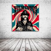 Pop Art Lemmy Kilmister Canvas - 80 x 80 cm - Canvasprint - Op dennenhouten kader - Geprint Schilderij - Popart Wanddecoratie