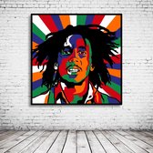 Pop Art Bob Marley Poster in lijst - 90 x 90 cm en 2 cm dik - Fotopapier Mat 180 gr Framed - Popart Wanddecoratie inclusief lijst