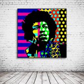 Pop Art Jimi Hendrix Acrylglas - 100 x 100 cm op Acrylaat glas + Inox Spacers / RVS afstandhouders - Popart Wanddecoratie Acrylglas - 100 x 100 cm op 5mm dik Acrylaat glas + Inox S
