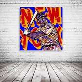 Pop Art Joe Dimaggio Canvas - 80 x 80 cm - Canvasprint - Op dennenhouten kader - Geprint Schilderij - Popart Wanddecoratie
