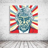 Pop Art John Cale Acrylglas - 80 x 80 cm op Acrylaat glas + Inox Spacers / RVS afstandhouders - Popart Wanddecoratie