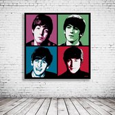 Pop Art The Beatles Acrylglas - 100 x 100 cm op Acrylaat glas + Inox Spacers / RVS afstandhouders - Popart Wanddecoratie