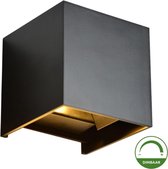 LED Cube Buiten Wandlamp 6W | DIMBAAR | IP65 | zwart | 3000K - Warm wit