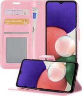 Samsung A22 Hoesje Book Case Hoes Portemonnee Cover 5G versie - Samsung Galaxy A22 Case Hoesje Wallet Case - Licht Roze