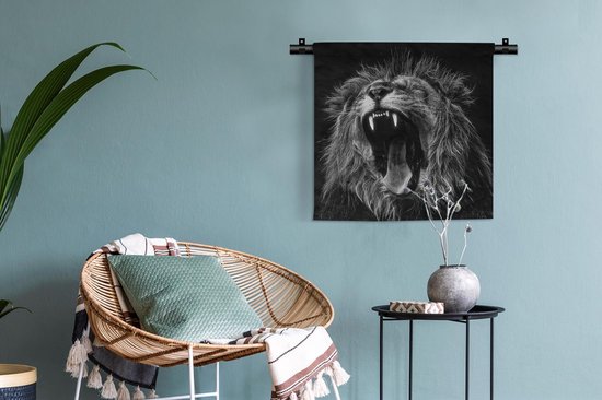 Tapisserie - Lions - Profil - Zwart - Wit - 60x60 cm - Tapisserie