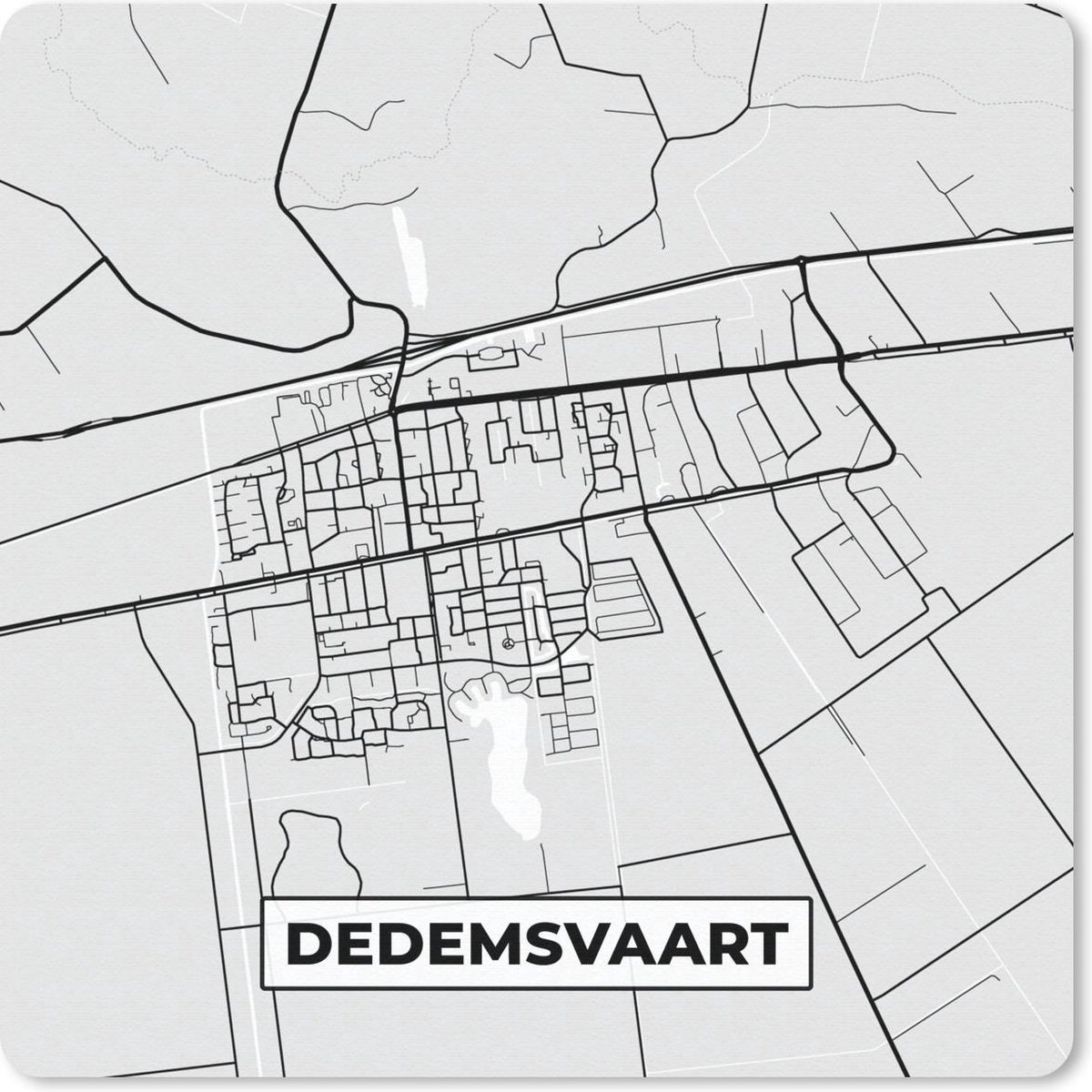 Muismat 20x20 cm - Mousepad Stadskaart - Dedemsvaart - Grijs - Wit - Muismatten