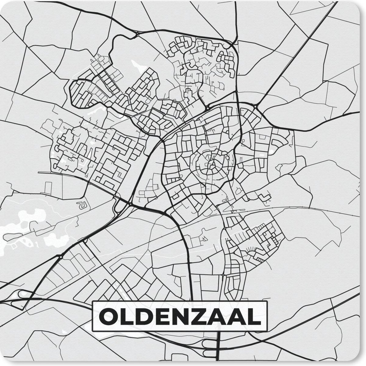 Muismat 30x30 cm - Mousepad Stadskaart - Oldenzaal - Grijs - Wit - Muismatten