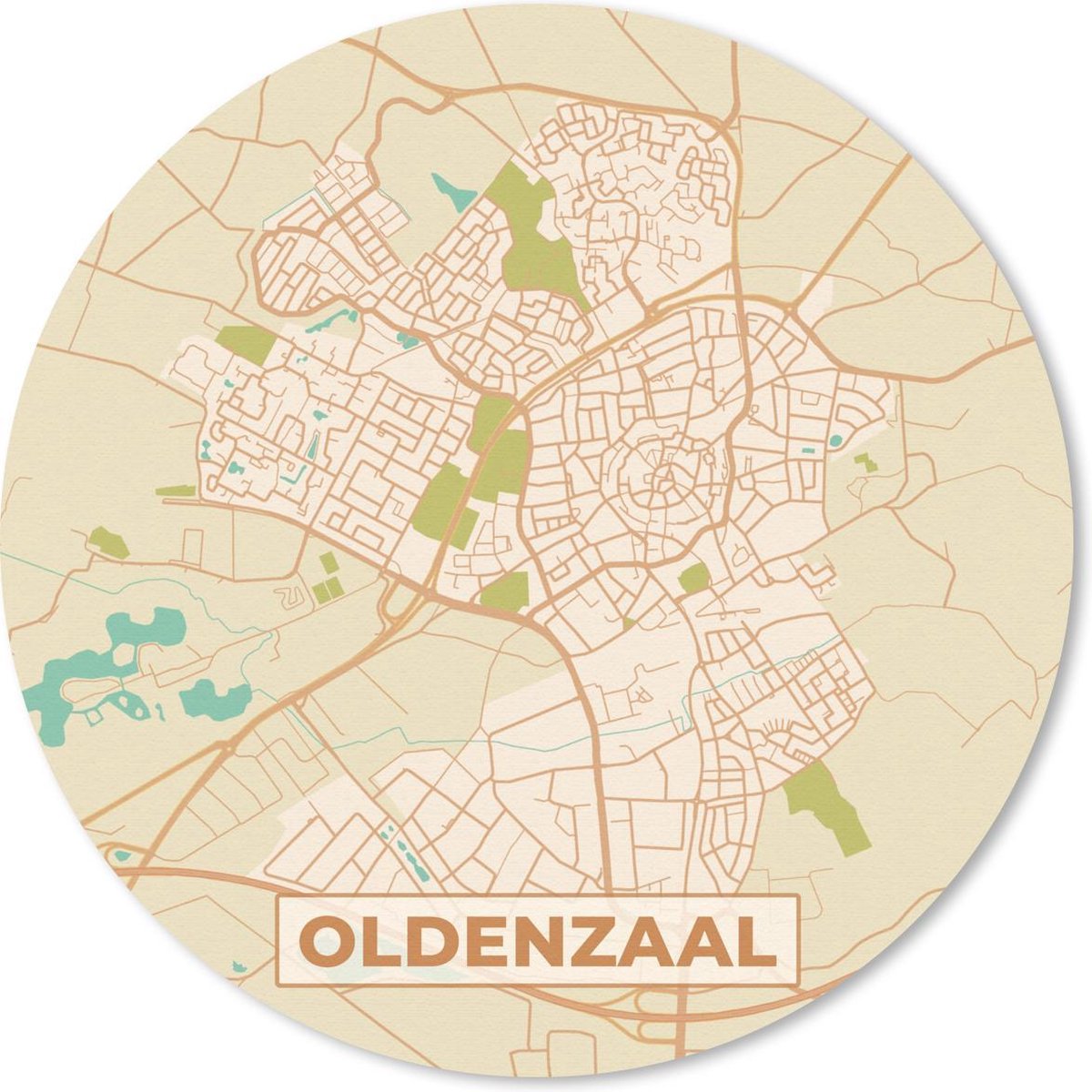 Muismat rond 30x30 cm - Mousepad Stadskaart - Oldenzaal - Vintage - Ronde muismatten