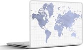 Laptop sticker - 15.6 inch - Wereldkaart - Blauw - Zee - 36x27,5cm - Laptopstickers - Laptop skin - Cover