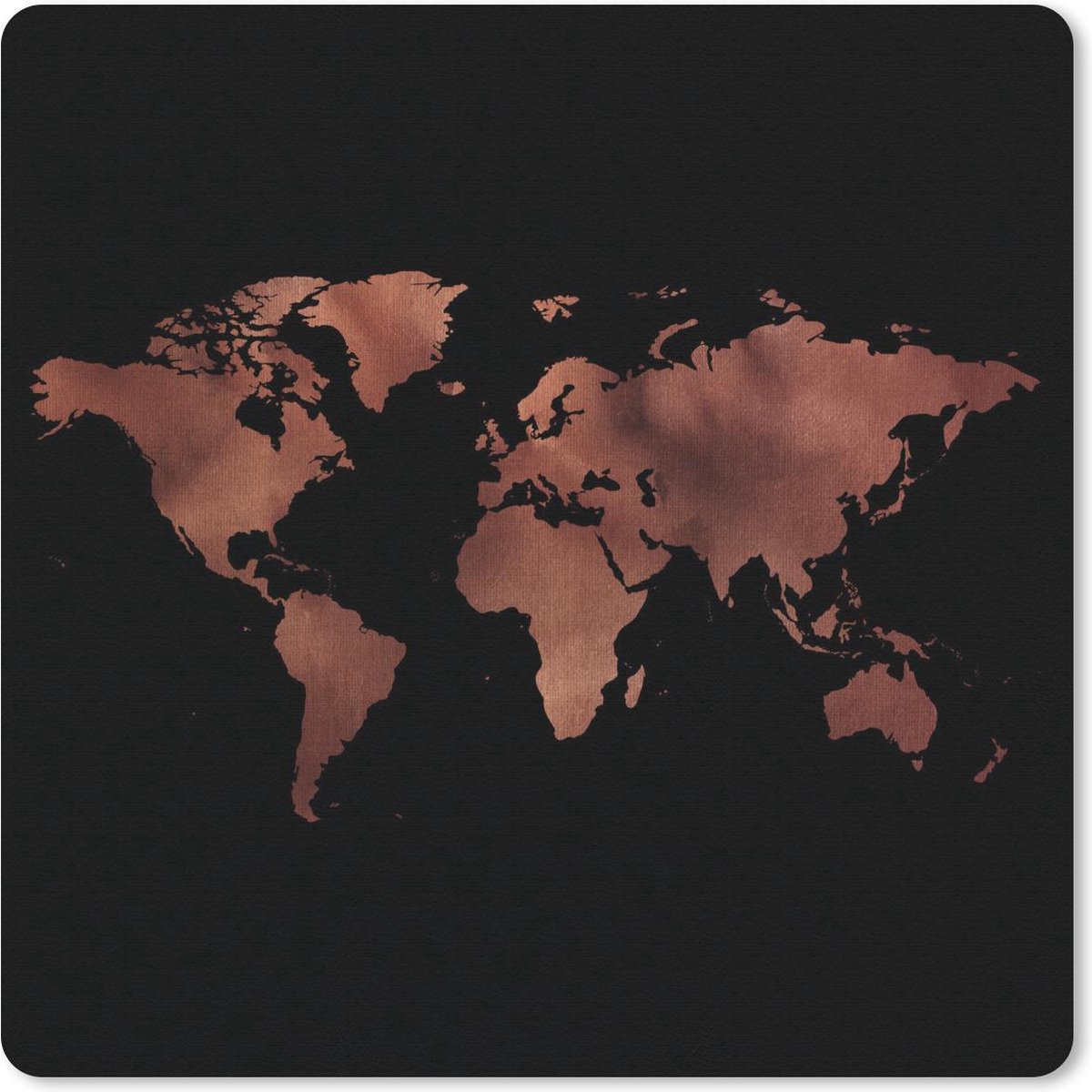 Muismat 30x30 cm - Mousepad Wereldkaart - Schaduw - Bruin - Muismatten